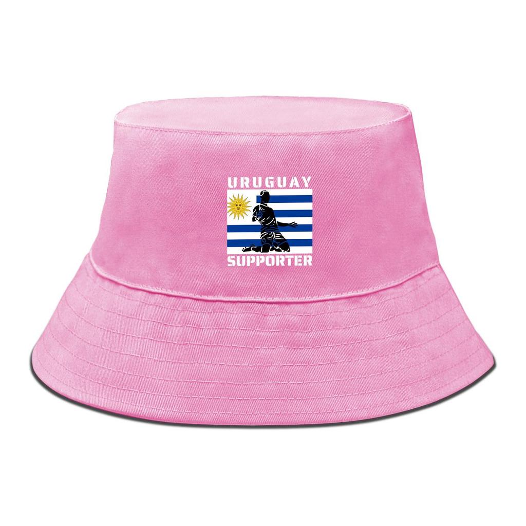 Bucket Hat With Uruguay Flag Football Print , Patriotic Sun Hat Simple Reversible Fit Beach Cap