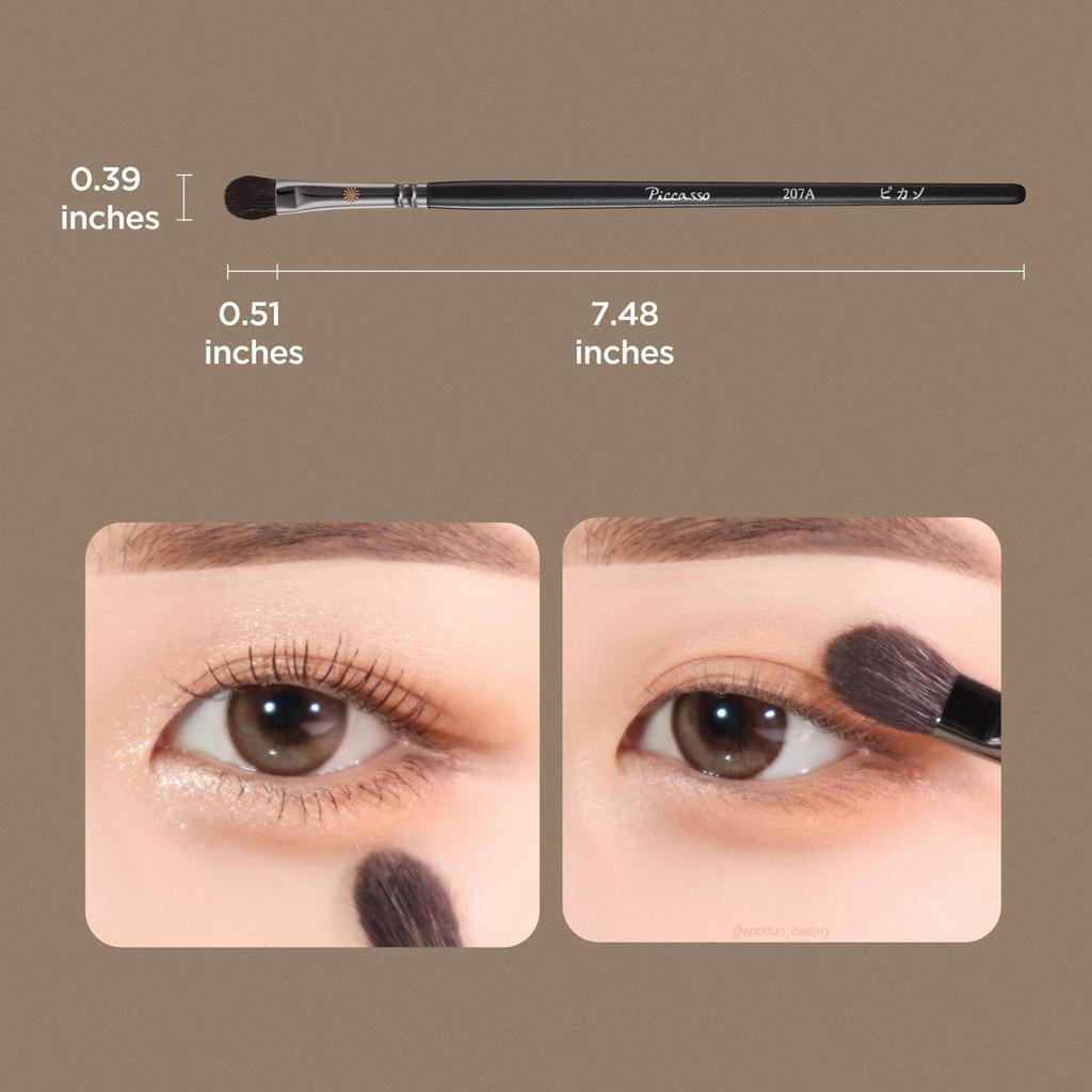 Picasso 207A Eyeshadow Brush Transparent Watercolor Premium Squirrel Hair Base Brush Korean Natural Eye Makeup Authentic Eyes, Cosmetics, Hair,