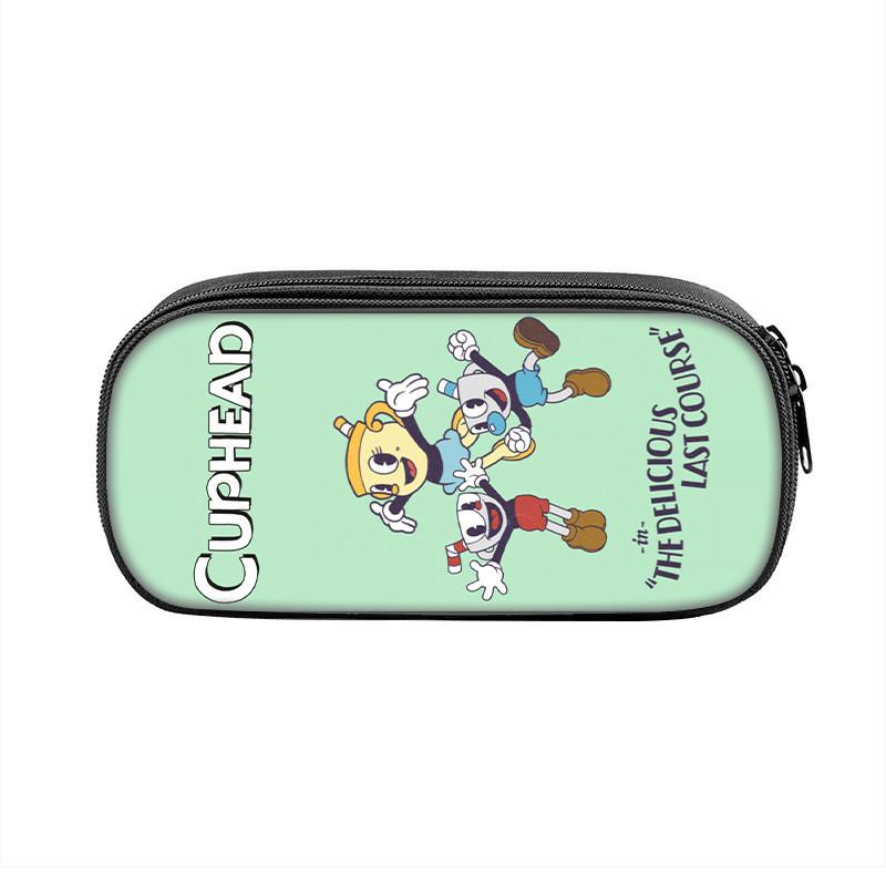 Cuphead Cartoon Pen Case Nylon Storage Pouch For Students And Kids