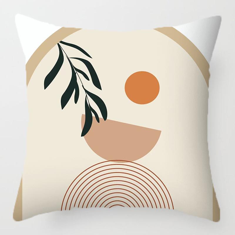 Morandi Abstract Artistic Patterns Throw Pillow Cover with Short Plush Print for Living Room Sofa Decoration Cushion Cover