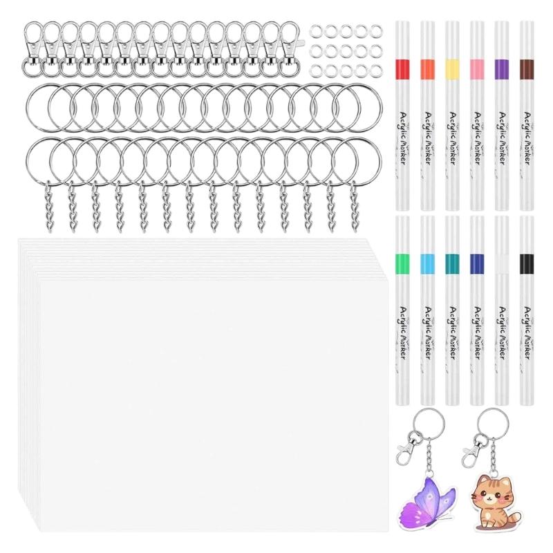 87Pcs BOPS Heat Shrink Paper Set for Making Keychains Supplies with Various Shape and Color