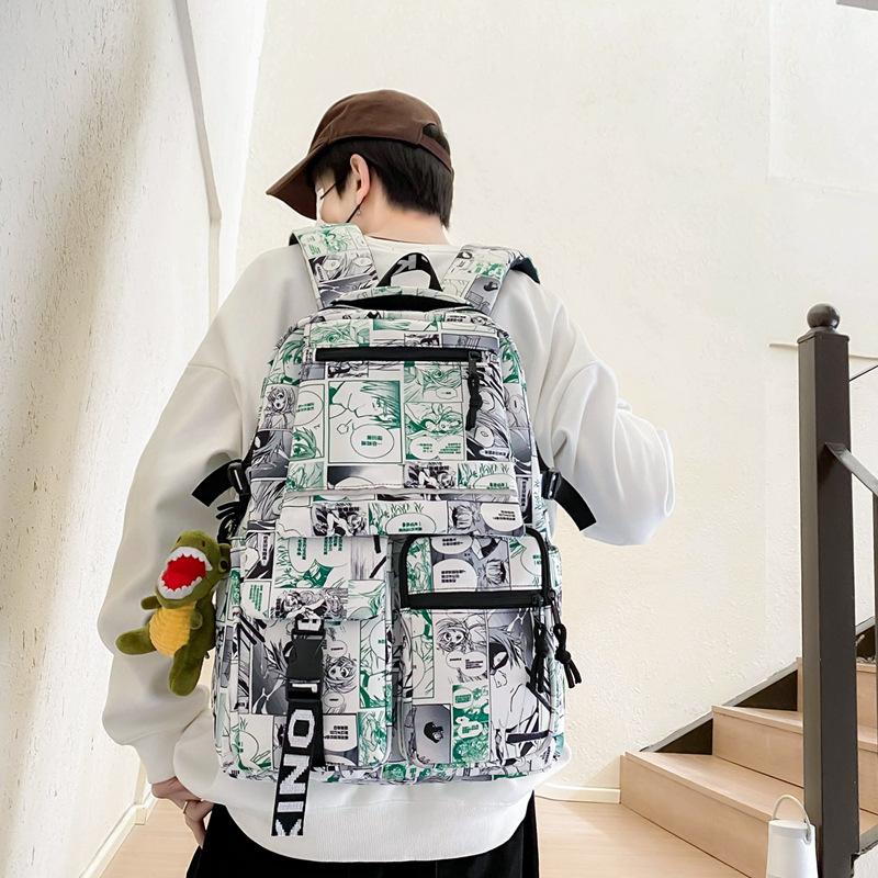 Graffiti Print Student Schoolbag Boys Large Capacity Backpack Girls Campus Backpack