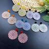 Ethnic Vintage Round Printed Wooden Earrings for Women Simple Muticolor Flower Pattern Drop Earring Daily Party Jewelry