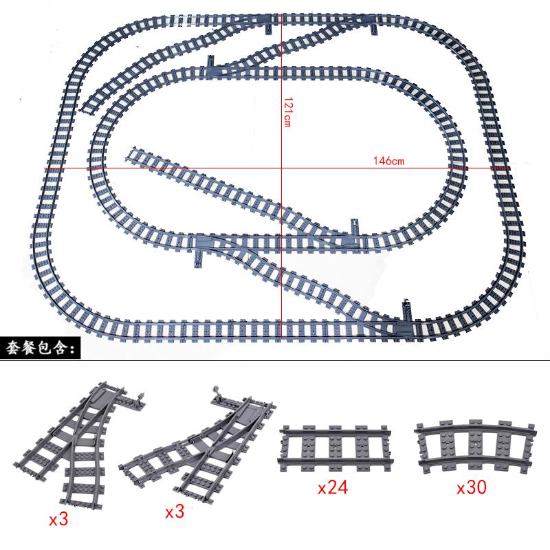 City Trains Bridge Flexible Switch Railway Tracks Rails Electric Crossing Forked Straight Curved Building Block Bricks Toys