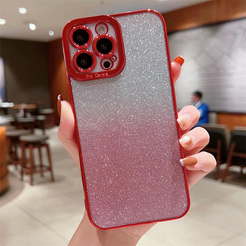 Gradient Glitter Electroplated Clear Phone Case For iPhone 14 13 12 11 Pro Max 7 8 Plus SE  Mini Soft Cover