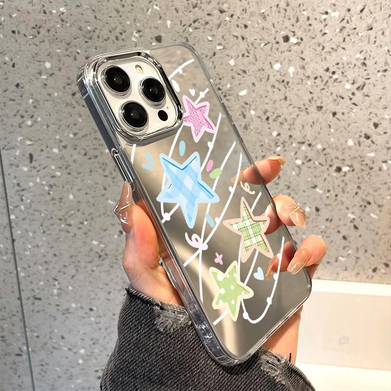 Handyhüllen für iPhone 11 13 XR 15 Pro Max 12 14 Pro Max Hülle iPhone 16 XS Max Spiegel Schutzhülle Mirror Exquisite Cartoon Wasserdicht
