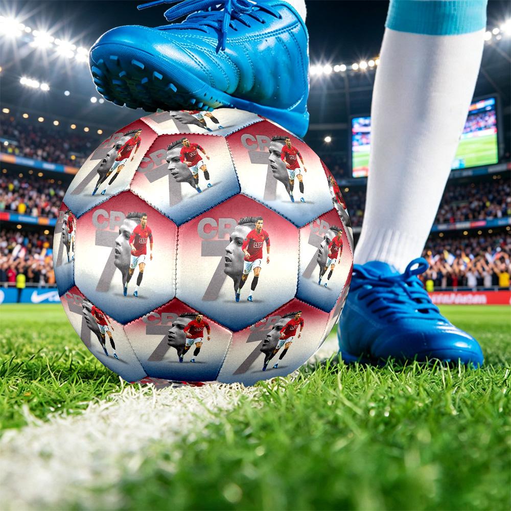 Pallone da Calcio Taglia 5 Stampato Cristiano Ronaldo Resistente all'Usura Standard Allenamento Adulti Regalo per Fan Partite Indoor Outdoor Sport