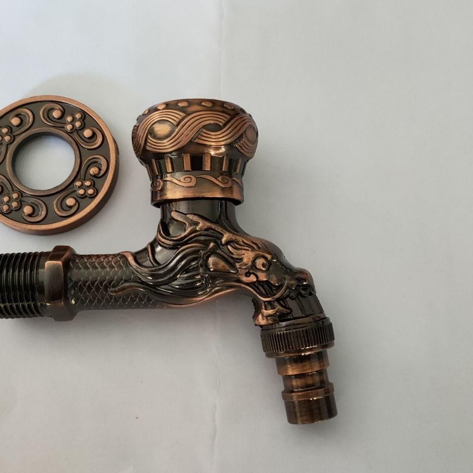 Elegant Golden Dragon Wall-Mounted Faucet with Single Cold Water Valve - Rustic Vintage Style, Stainless Steel and Zinc Alloy