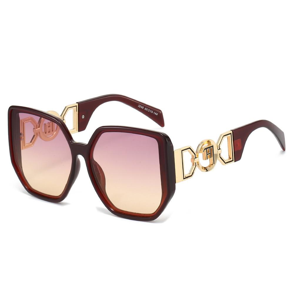 New Luxury Leopard Gradient Square Women Sunglasses  Personality Metal Frame Hollow Design Men Sunscreen Sun Glasses Uv400
