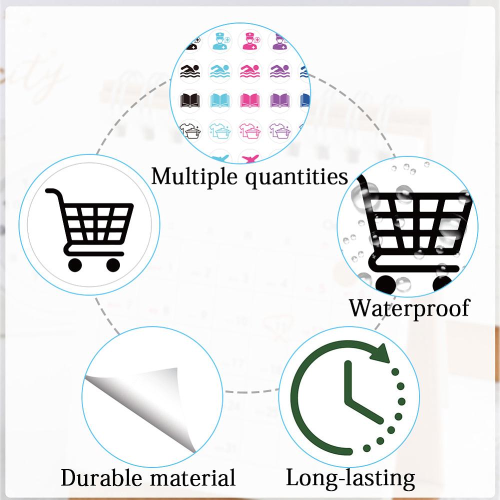 80 Sheets PVC Stickers Flat Round Plan Stickers Mixed Shapes 100x85mm