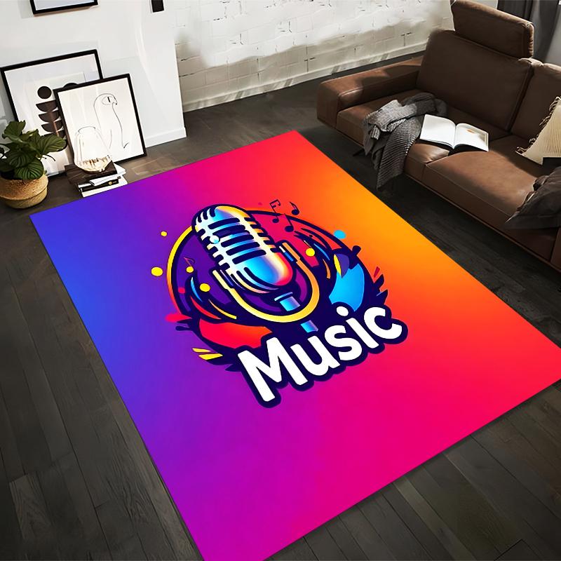 

Colorful Music Theme Carpet with Microphone Design for Modern Decor Suitable for use as an anti-slip for living room bedroom sofas 40x60cm( 15x23in )