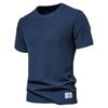 Spring and Summer New Waffle T-shirt Men's Round Neck Basic Solid Color