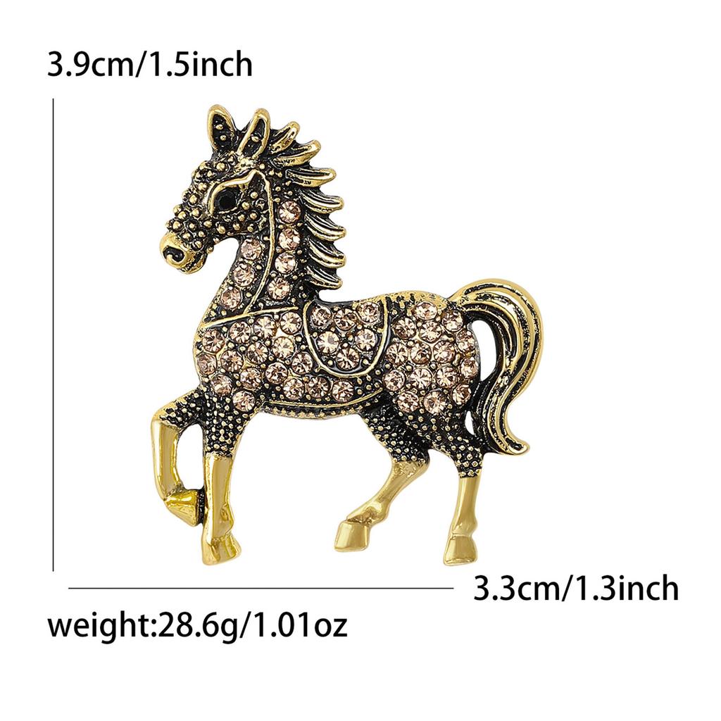 Vintage Rhinestone Horse Brooch for Women Animal Banquets Pins Party Accessories