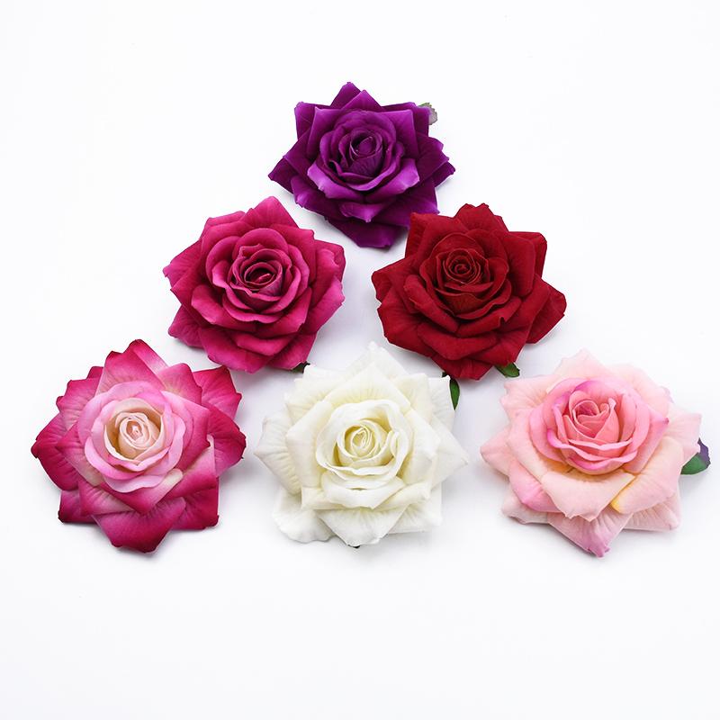 50PCS 10CM Big Roses Artificial Flower Home Decoration Christmas Wreaths Wedding Bridal Accessories Clearance Headwear Brooch