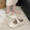Mao Mao Shoes Women Wear In Autumn and Winter 2025 New Korean Version Fashion One-word Buckle Lamb Wool Velvet Flat Cotton Shoes