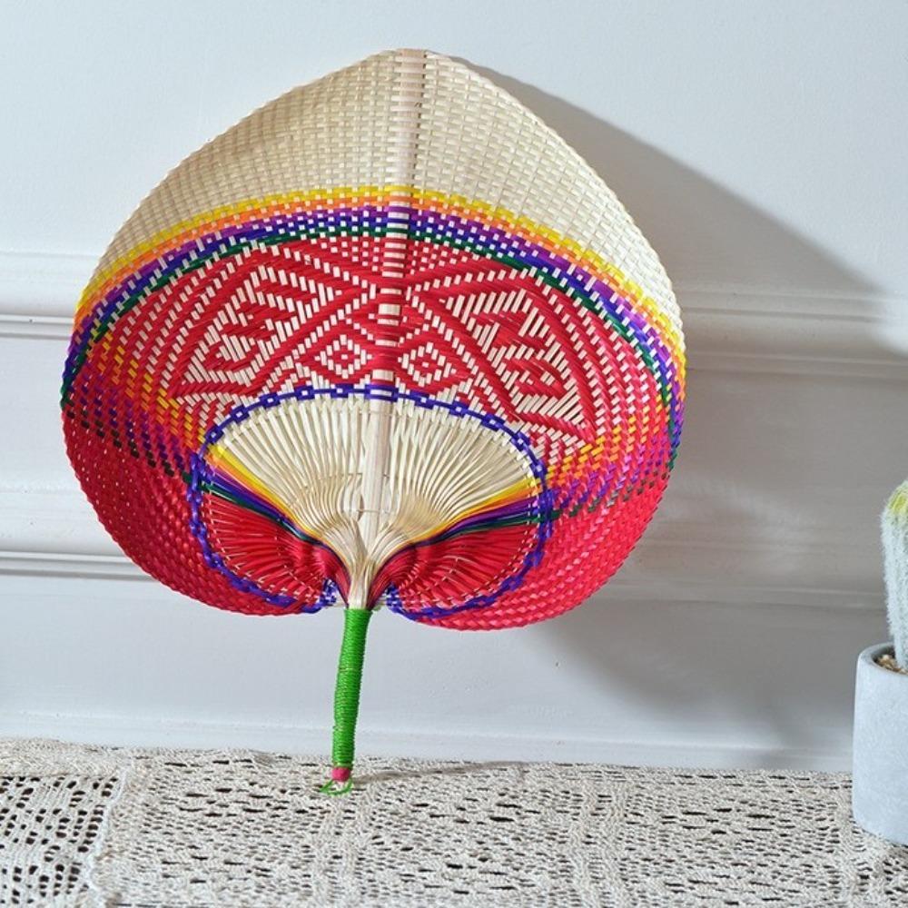 Bamboo Hand-woven Fan Chinese Style Heart Shaped Fan Home Decoration Palm Leaf Fan Summer