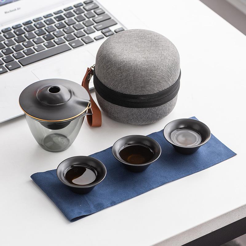 Flying Saucer Creative Ceramic Express Cup High-end One Pot Three Cups Outdoor Portable Travel Tea Set Commemorative Gift