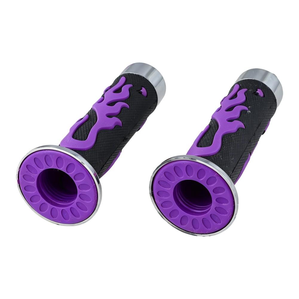 Flame Skull Throttle Knob Grips for 7/8 inch 22mm Motorcycle Handlebars Soft Rubber Construction for Rider Comfort and Safety