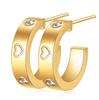 Orecchini Geometrici a U con Strass Moda Europea Americana, Orecchini a Bottone Cuore di Pesca in Acciaio di Titanio Acciaio Inossidabile 4MM