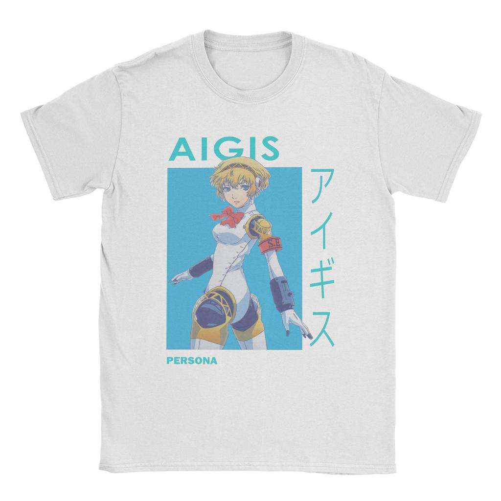 Aigis P3R TShirts for Unisex Women Personas 3 Anime Humor Cotton Tee Shirt Round Neck Short Sleeve T Shirt Plus Size Clothing