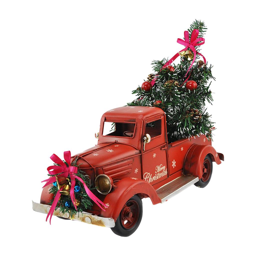 Christmas Retro Truck Décor with Christmas Tree, Farmhouse Pickup Truck for