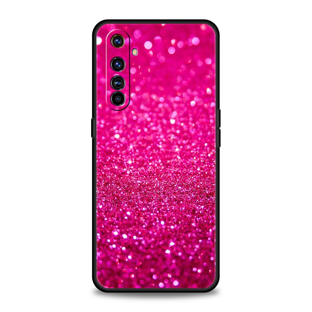 Silicone Morbido Rosa Glitterato Per Realme 8i 9i 9 Pro Plus GT2 Pro C3 6 7 8 Pro C21 C11 C25 Pro 5G Cover per Telefono Antiurto Custodie Borsa