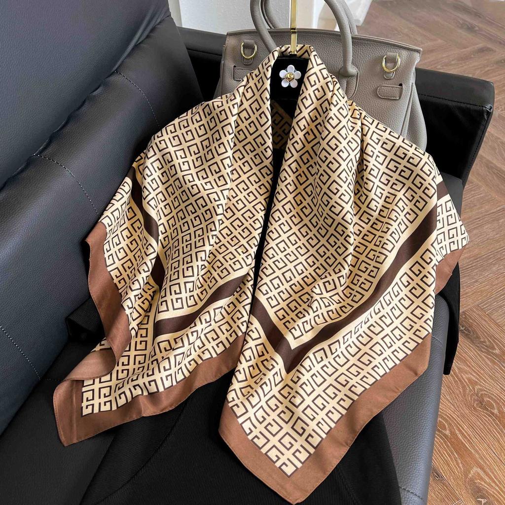 91Cm square scarf silk scarf women's new literary and fashion scarf accessories autumn and winter retro versatile shawl