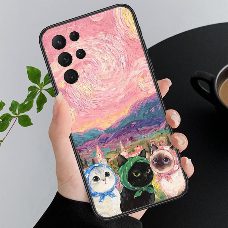 Phone Case For Samsung A17 A55 A16 A56 A35 A15 A53 A54 A33 A34 A25 A05S A52 A52S A07 A26 A06 Cute Cat