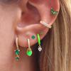 2023 Fashion Stainless Steel Green Chain Hoop Earrings For Women Cubic Zirconia Thin Helix Tragus Cartilage Piercing Jewelry