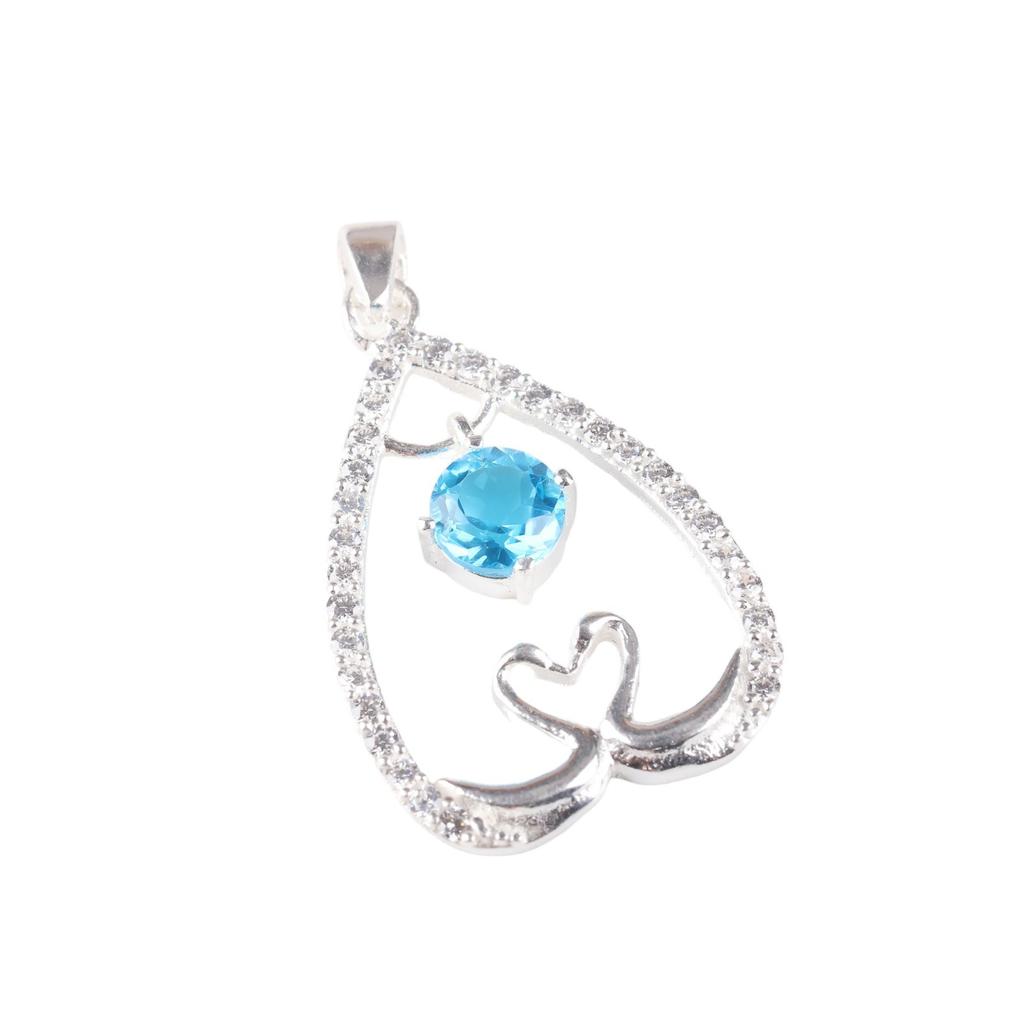 Swiss Blue Topaz Gemstone 925 Sterling Silver Jewelry Zircon Designer Pendant CZP-4-1