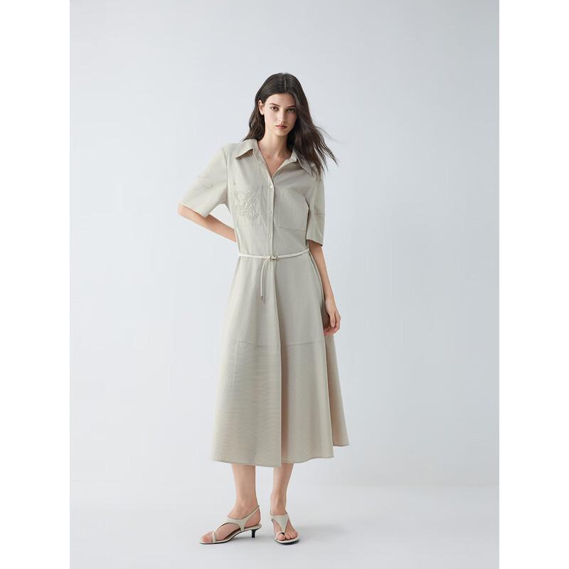 ELLE French Style Lapel Shirtdress M
