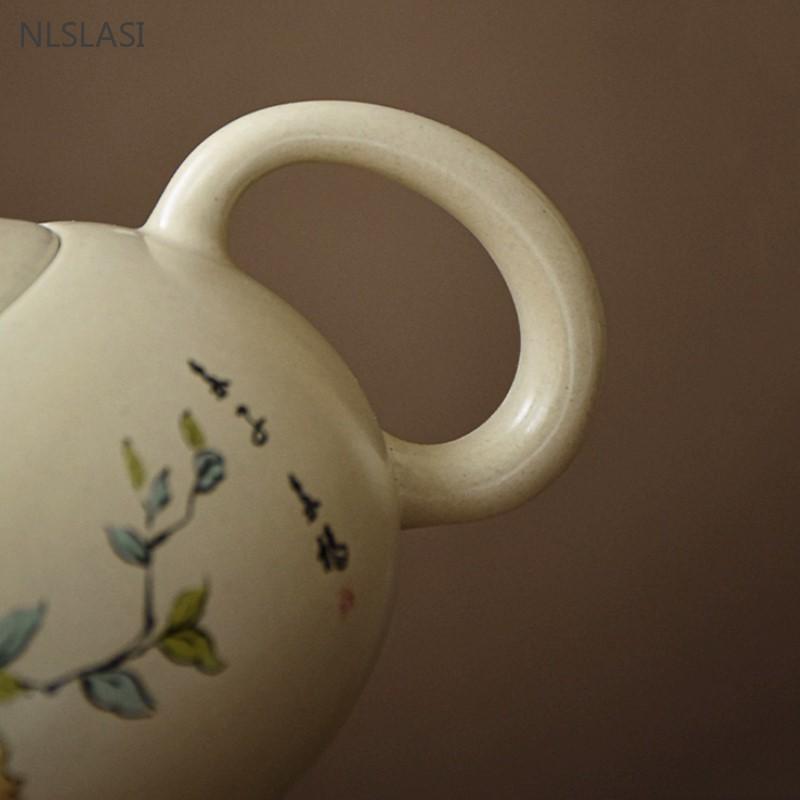 Exquisita Tetera de Cerámica Pintada a Mano Loto Tetera Xishi Filtro de Agujeros de Bola Infusor de Té de Belleza Suministros Tradicionales para la Ceremonia del Té