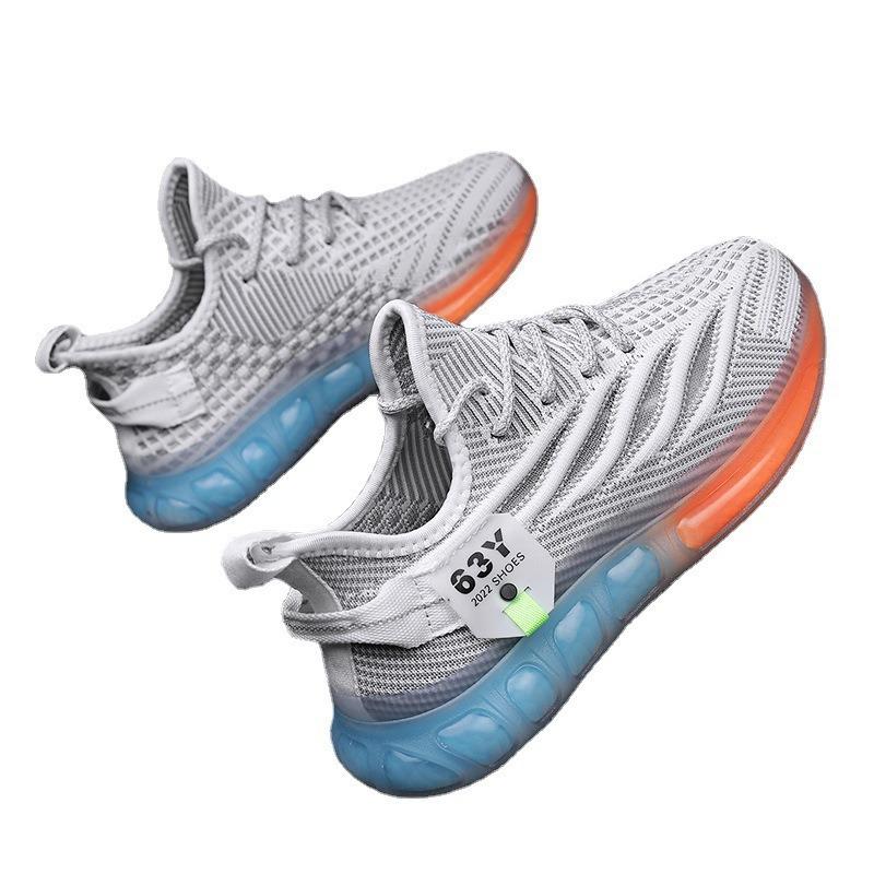Spring new fly-woven casual shoes breathable running shoes men's sports shoes mesh jelly sole shoes