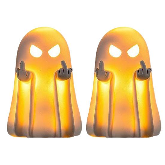 Figurka Ducha na Halloween Żywica Straszna Statua Ducha z Palcem Mały Biały Duch Ozdoby Stołowe do Dekoracji Wnętrz Domu Biura Biurka