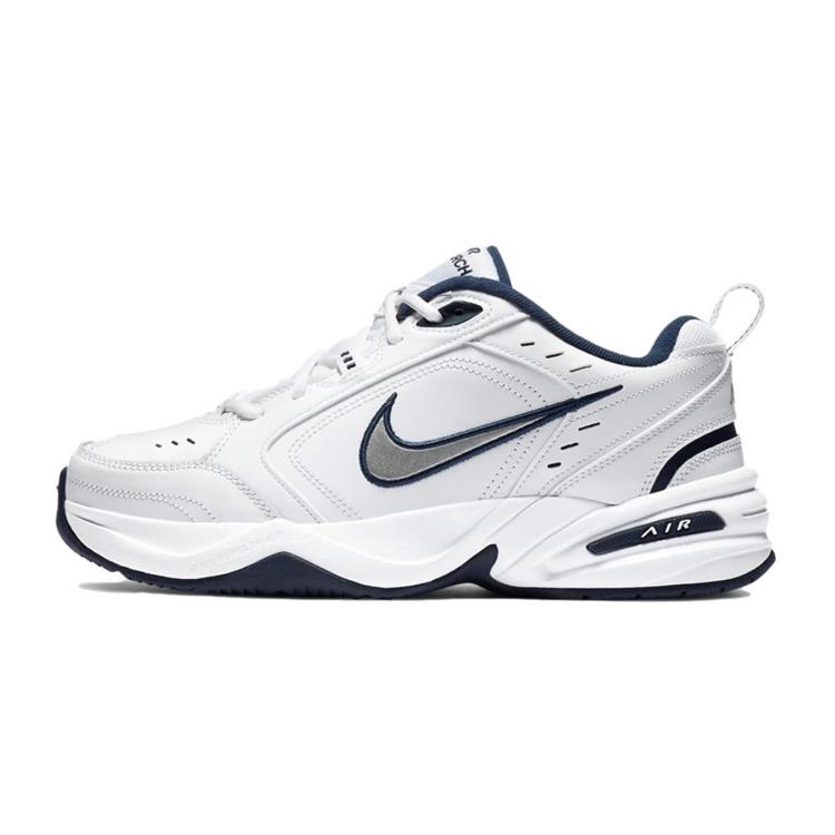 Nike Air Monarch 4 White Navy Abrasion Resistant Low Top Chunky Sneakers Unisex White Blue 415445-102(Team47-M4)