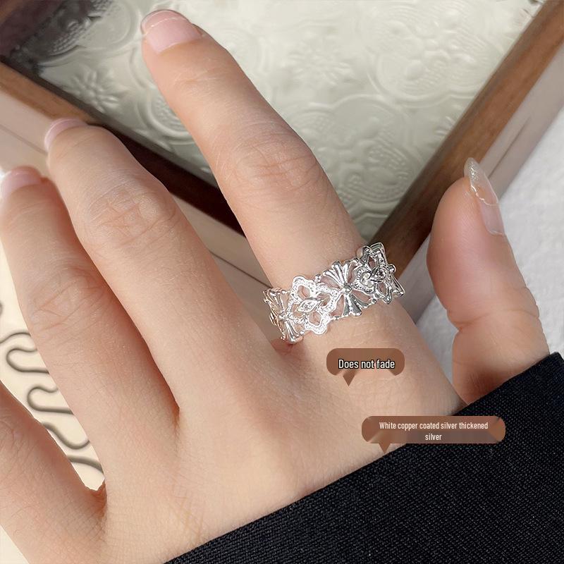 Lan Zhi High-End Korean Zircon Open Ring - Non-Fading 925 Silver with Unique Design