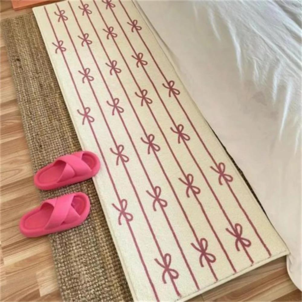 Irregular Carpet for Bedroom Cute Bow Floor Mat Soft Fluffy Foot Mats Bedside Carpets Cute Girl Rug Home Decoration Rugs