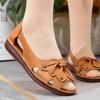 Summer Sandals Women's Mother Shoes Leather Soft Bottom Non-slip Fish Mouth Comfortable Large Size Hole Shoes Hollow Women's Shoes