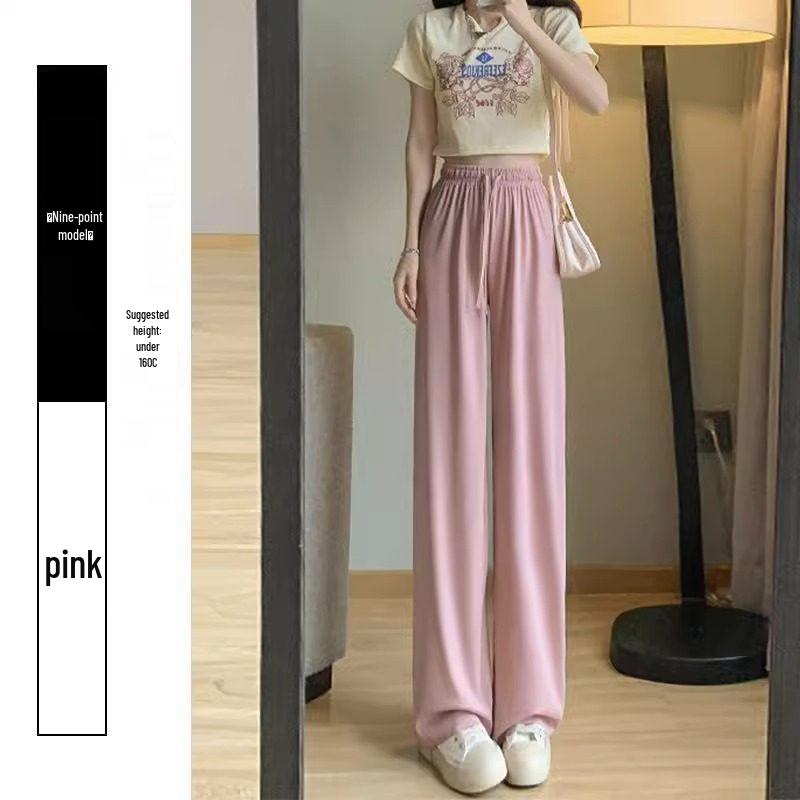 Women's High-Waisted Ice Silk Quick-Dry Cropped Pants - Summer Sun Protection, Cool and Lightweight for Petite Figures