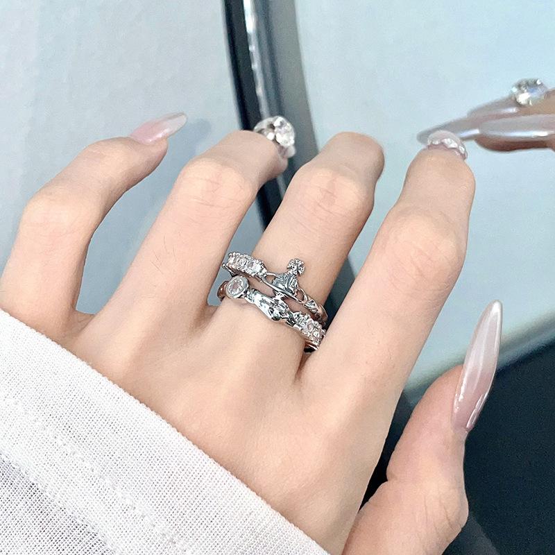 Planet Zirkon Ring Damen Nischen Design Saturn Fortgeschrittener Sinn Zeigefinger Ring Mode Persönlichkeit Offener Ring Trendig Cool