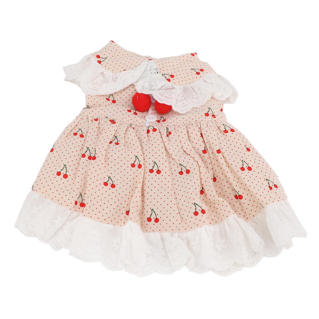 Pet Dress Cotton Breathable Soft Cherry Pattern Cute Pet Skirt for Puppy Bunny Small Pig