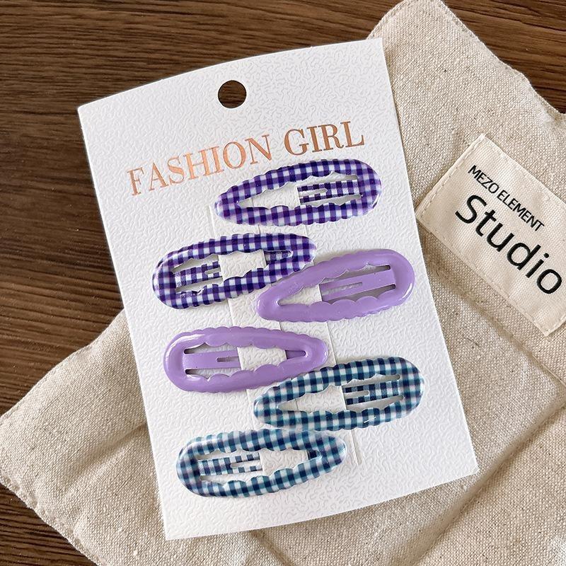 6Pcs/set Fruit Print BB Clip Baby Girls Bangs Side Clip Children's Hairpins Plaid Hair Clips Barrettes Headwear Hair Accessories