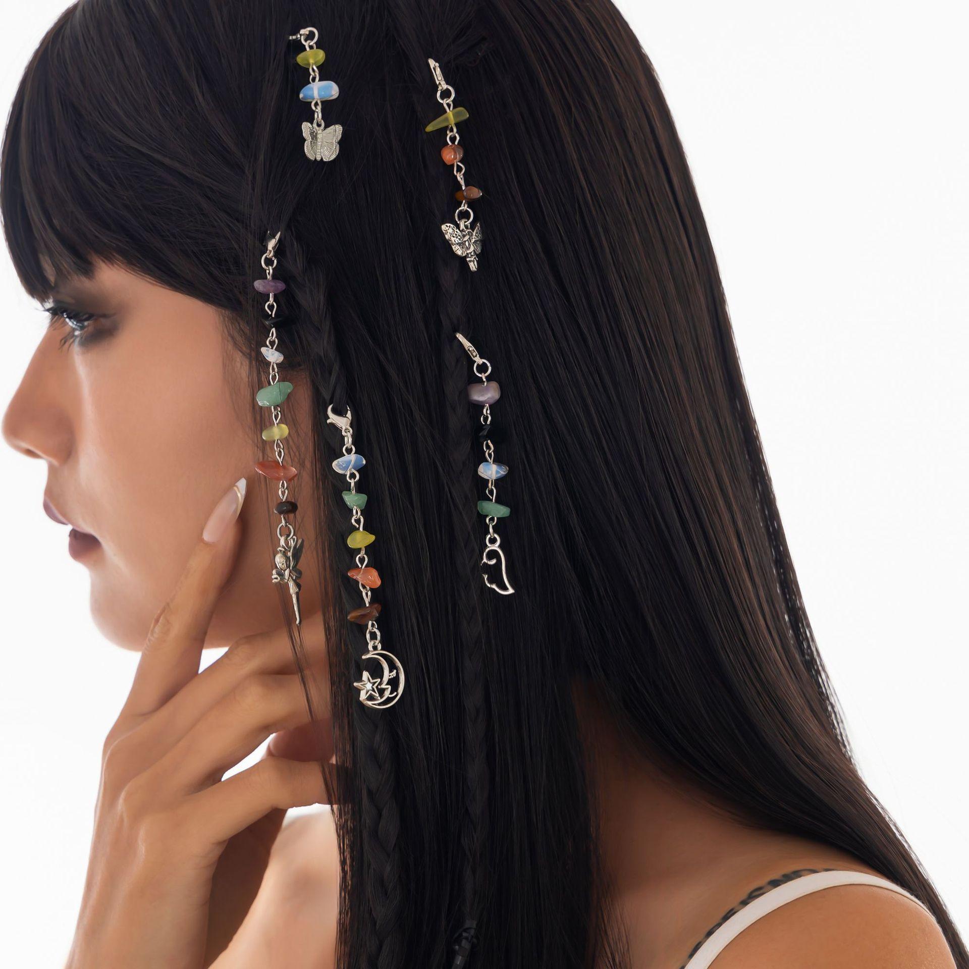 

Accessories Multivariate Star Moon Tassel Conch Pastoral Butterfly Simple Long Gravel Hair Chain Accessories Women