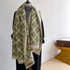 British Style Sub-Fashion Big-Name Scarf Imitation Cashmere Thickened Double-Sided Color Matching Scarf Fringed Foreign Style Women'S Shawl