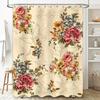 Elegant Vintage Floral Print Shower Curtain High Quality Waterproof Fabric for Bathroom Decor Modern Home Decor in White, Pink,