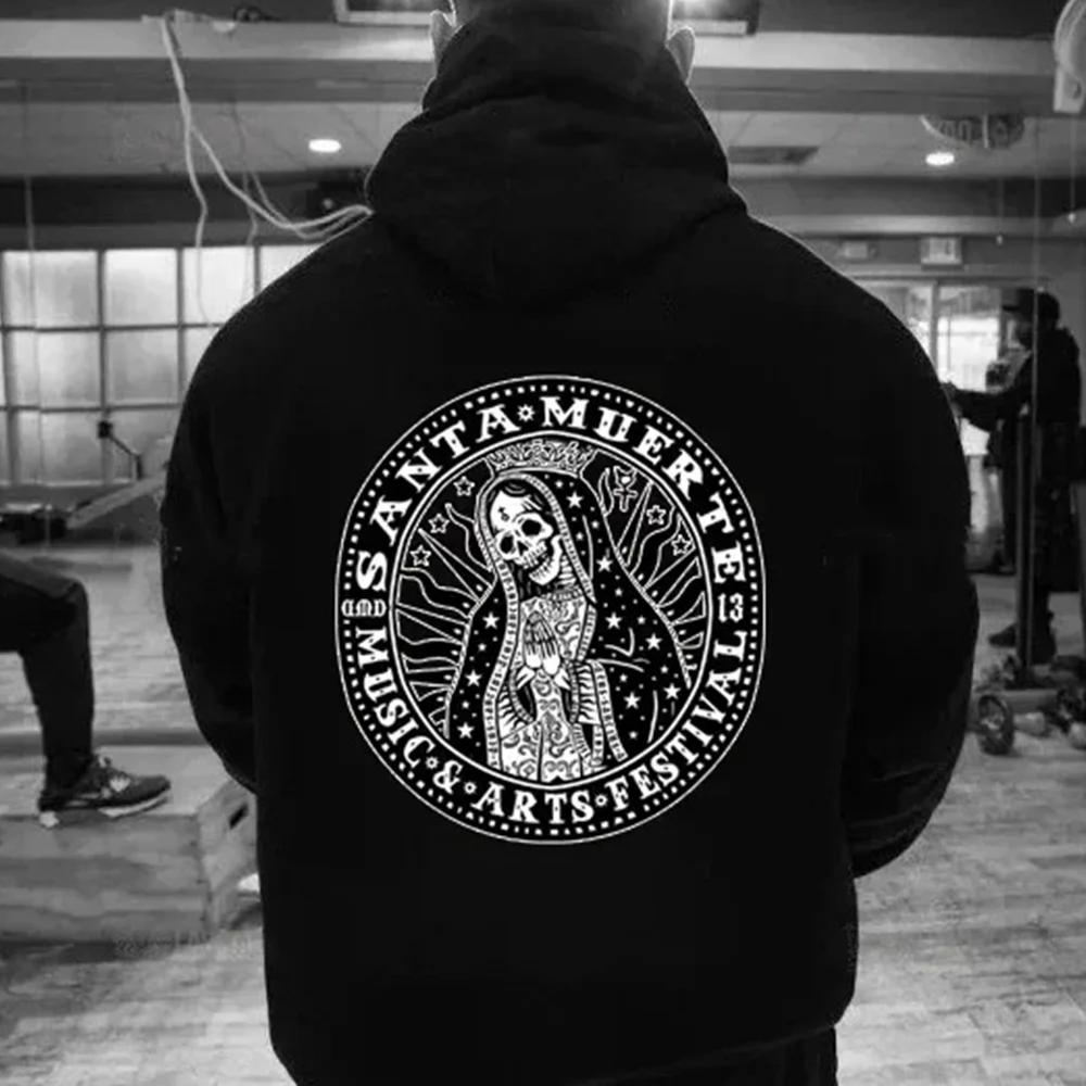 Unisex Santa Claus Death Hooded Sweatshirt Printed Sportswear Essential Autumn Winter Novelty Jersey for Men And Women moto