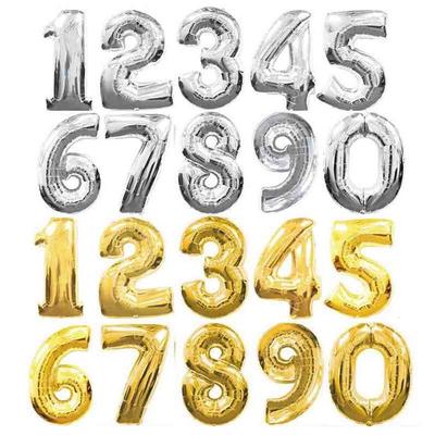 32 Inches Gold Silver Number Foil Balloons Digit 0-9 Air Ballons Birthday Party Wedding Decor Air Baloons Event Party Supplies