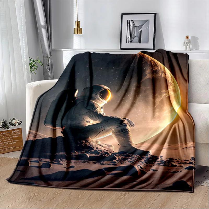 3D Outer Space Astronaut Universe Spaceman Cartoon Blanket,Soft Throw Blanket for Home Bedroom Bed Sofa Office Cover Blanket Kid