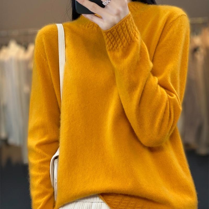 Half High Collar Base Autumn Knitted Sweater for Women Fashion Long Sleeve Loose Winter Pullovers Sweaters Women Casual Solid Ladies Knitwears 25656