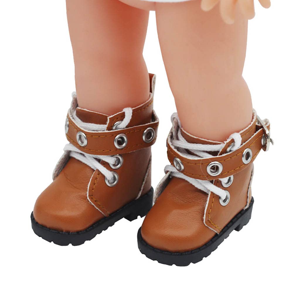 Niannyyhouse 20cm Plush Biker Boots, 5.5cm Long, Cotton Doll Leather Shoes (White)